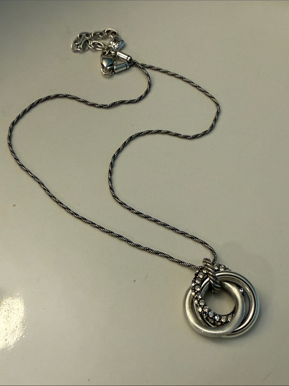 Brighton Crystal Voyage Interlocking Rings Pendant Necklace